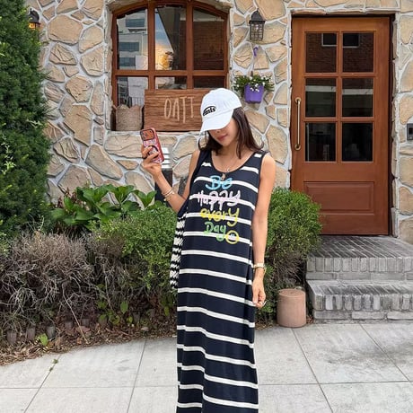 0849 border long one-piece/3カラー