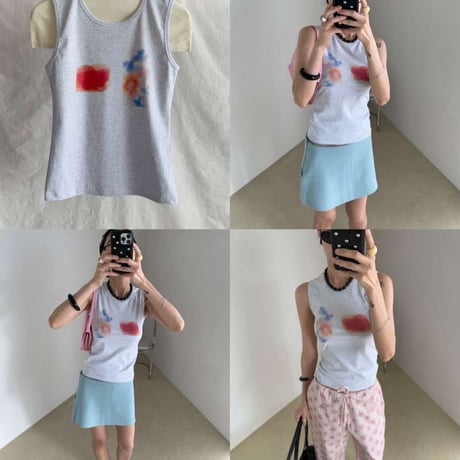 Flower tie-dye tops/3カラー