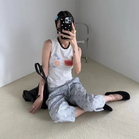 Flower tie-dye tops/3カラー