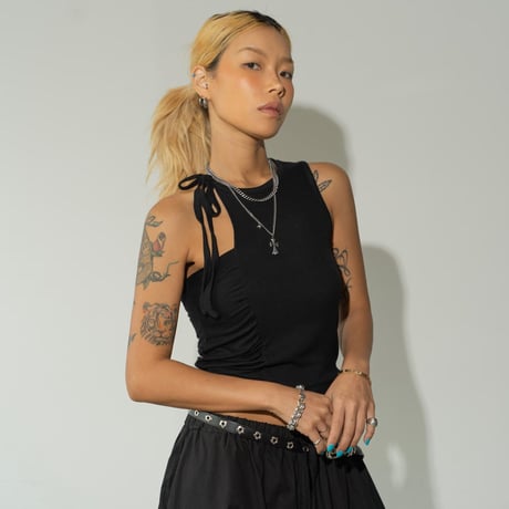 0857 shirring tank top/3カラー