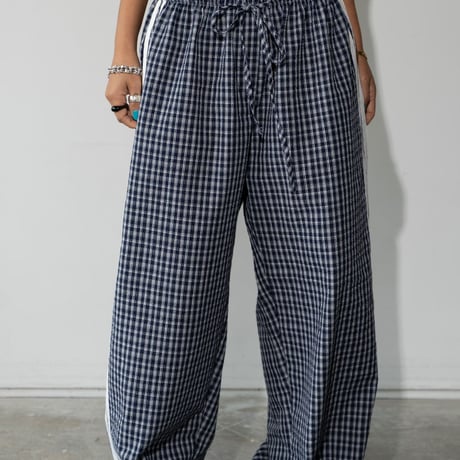 0856 check side line pants/2カラー