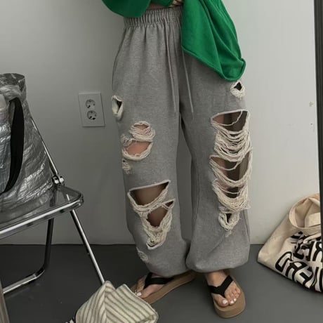 【即納販売】0687 damage sweat pants/3カラー⭐︎まいさん着用⭐︎３カラー