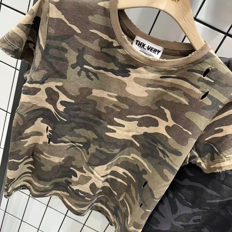 0836 damage camouflage tee/2カラー