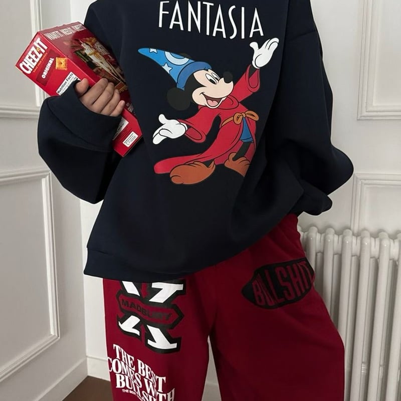 denim dungareeミッキーコラボサガラワッペンスウェット01 denim