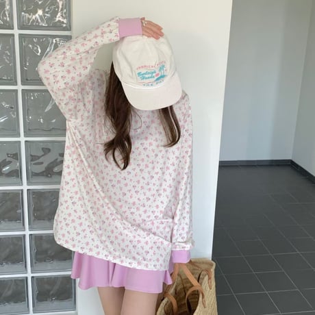 0826 小花柄 cute long sleeve/3カラー