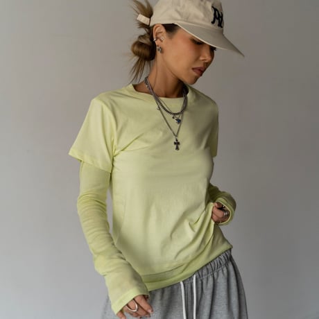 【即納販売】0669 color layered tee【半袖】/ブラックのみ