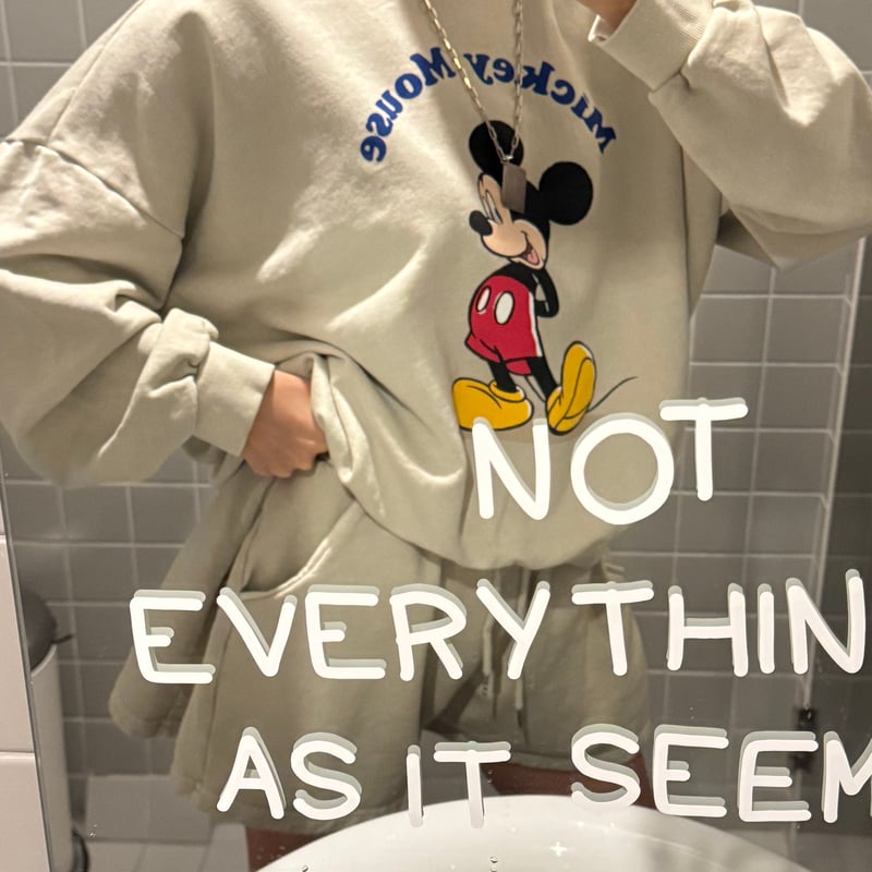 0604 NEW 🉐pigment paint mickey ＆サイド tuck pants