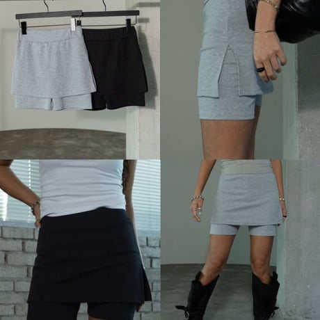 【即納販売】mini skirt 付きLIBバイカーleggings/2カラー