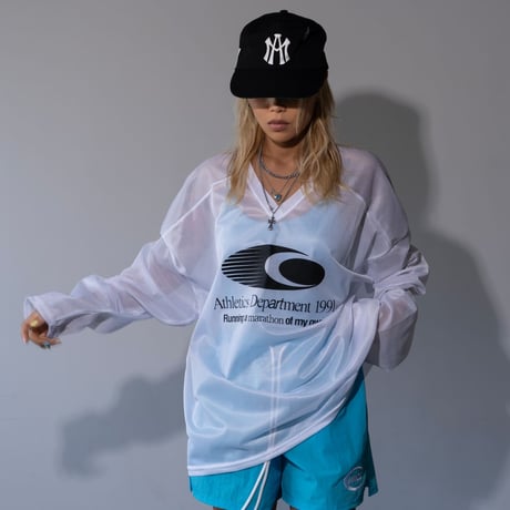 0814 Vネック mesh long sleeve/3カラー