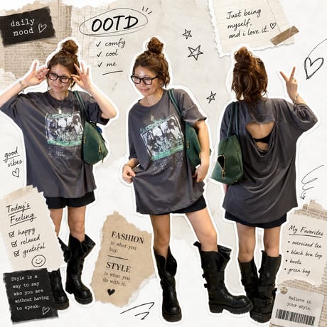 【即納販売】0859 back open rock tee/2カラー⭐︎なおみさん着用⭐︎