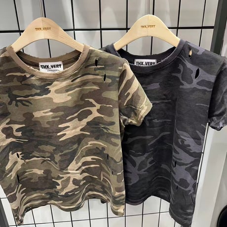 0836 damage camouflage tee/2カラー