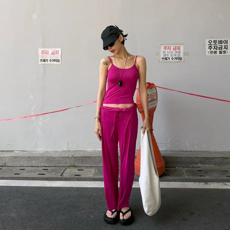 0866 eee color toromi pants/ビビピンク