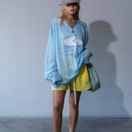 0814 Vネック mesh long sleeve/3カラー