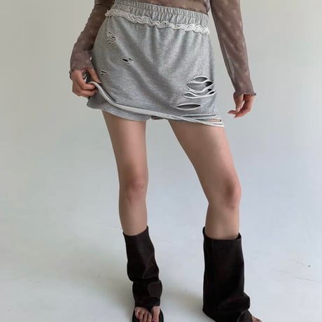 0835 damage skirt パンツ付/3カラー