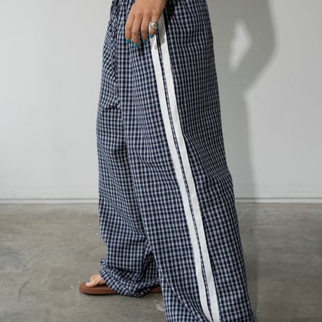 0856 check side line pants/2カラー