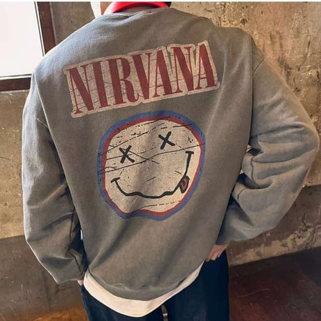 0369 ニルバーナdamage print sweat/3カラー