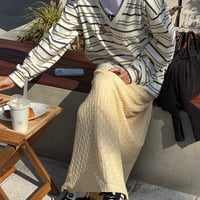 0777 boarder V over long sleeve/2カラー