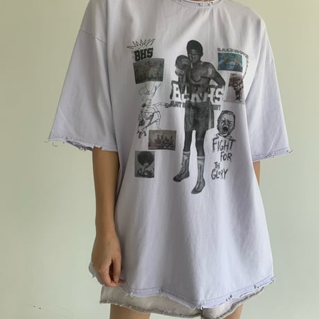 0766 damage garlic box pigment tee/チャコール