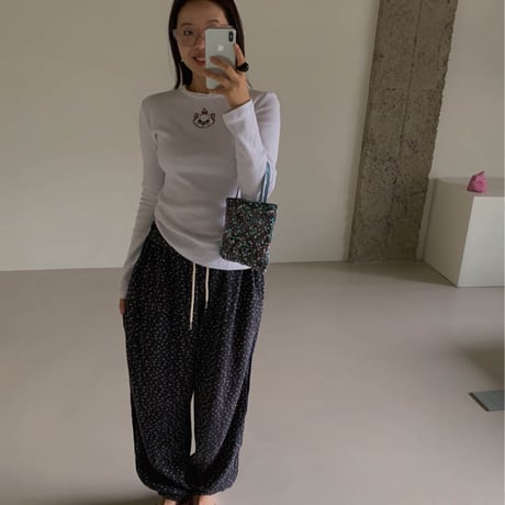 【即納販売】0364 小花柄 waffle jogger sweat/2カラー
