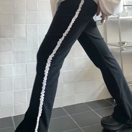 【即納販売】0071 pile frill line pants/2カラー