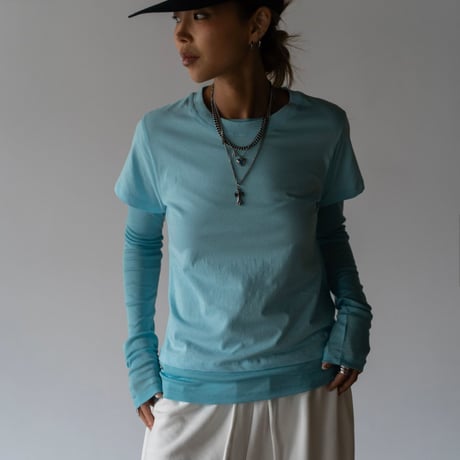 【即納販売】0669 color layered tee【半袖】/ブラックのみ