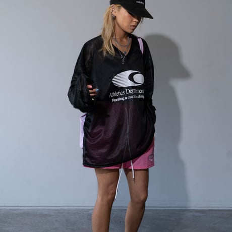 0814 Vネック mesh long sleeve/3カラー