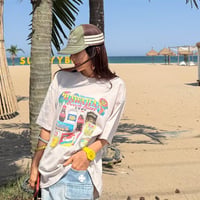 【即納】0742 pigment drink print tee/ベージュ