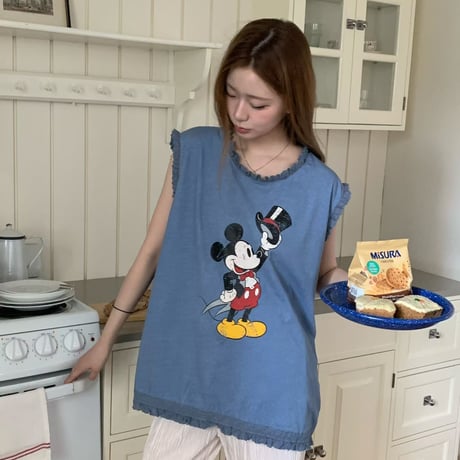 0880 Top hat mickey frill tee/3カラー