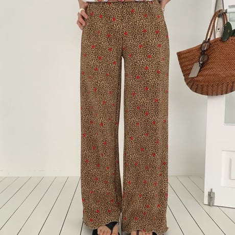 0762 leopard Heart pants/ワンカラー