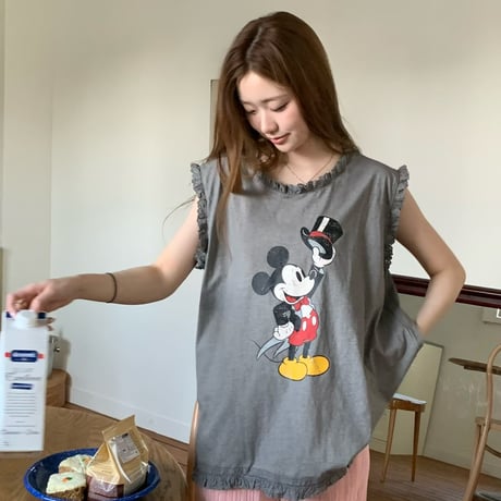 0880 Top hat mickey frill tee/3カラー