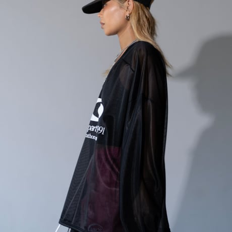 0814 Vネック mesh long sleeve/3カラー