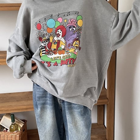0403 pigment McDonald party friends sweat/3カラー