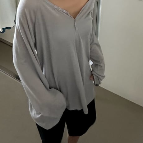 0852 Henry neck sheer summer sleeve/4カラー