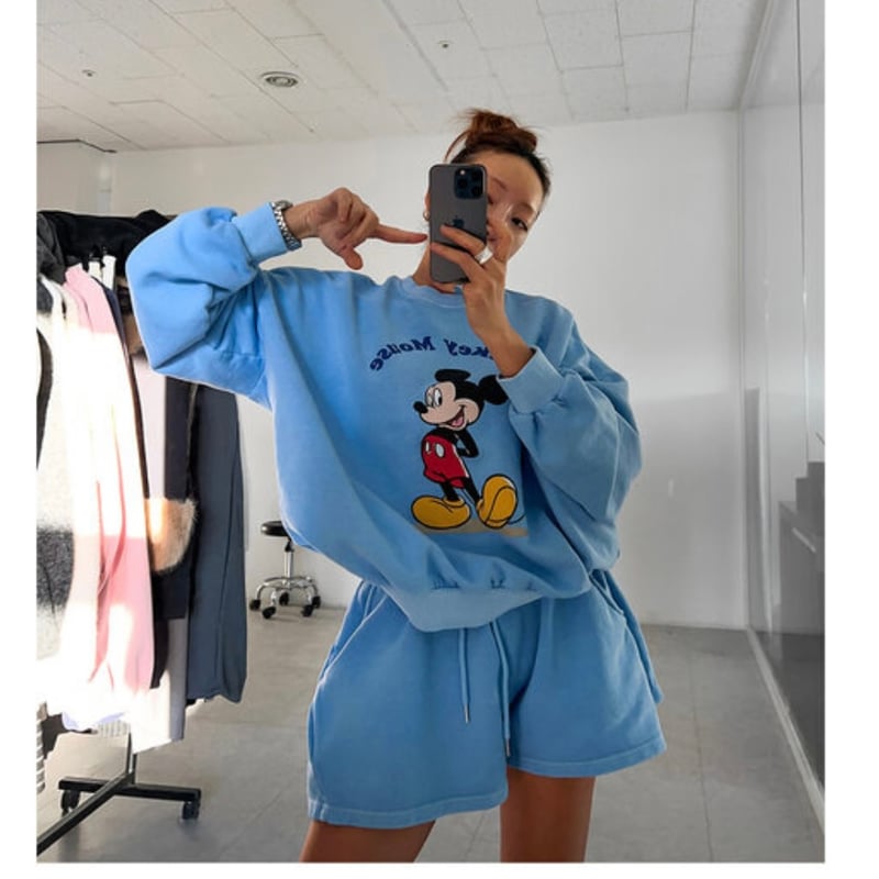 0604 NEW 🉐pigment paint mickey ＆サイド tuck pants