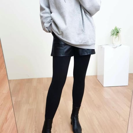 0397 レザーshort pants付きleggings/ワンカラー