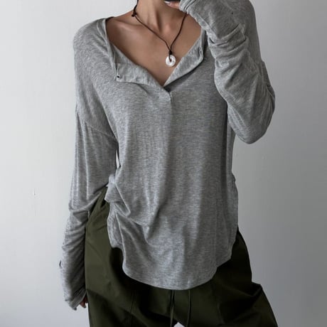 0837 soft henley long tee/3カラー