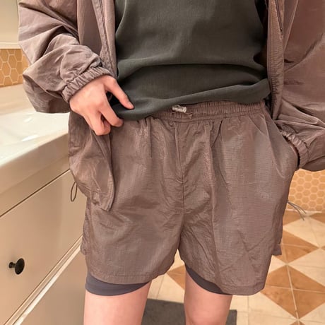 即納　0803 nylonレイヤードshort pants/ブルー