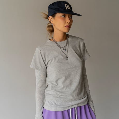 【即納販売】0669 color layered tee【半袖】/ブラックのみ
