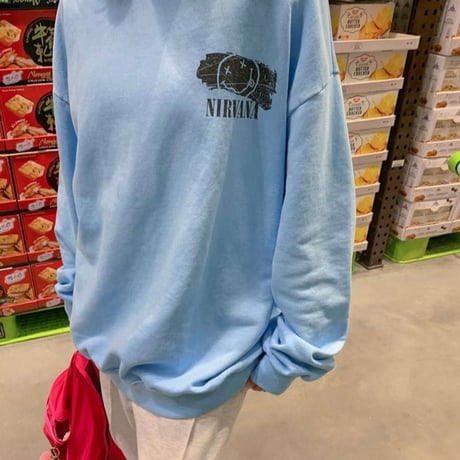 0369 ニルバーナdamage print sweat/3カラー
