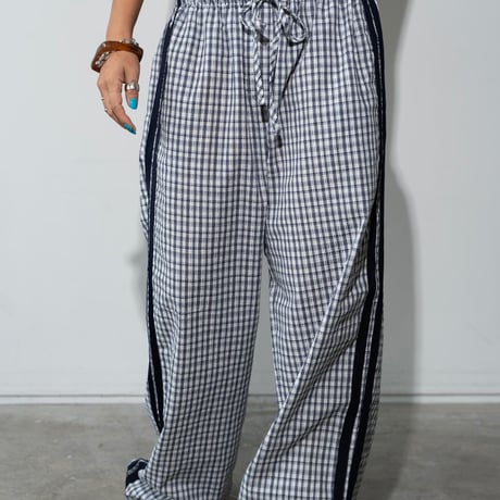 0856 check side line pants/2カラー