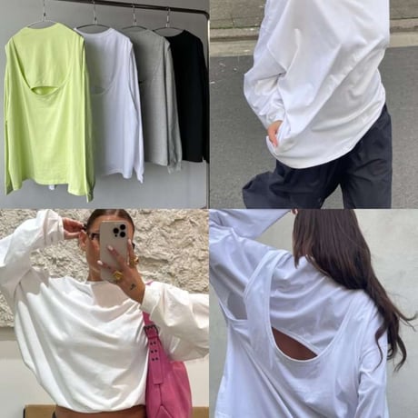 【即納販売】0615 Back cutoff layered tee/4カラー⭐︎なおみさん・まいさん着用⭐︎