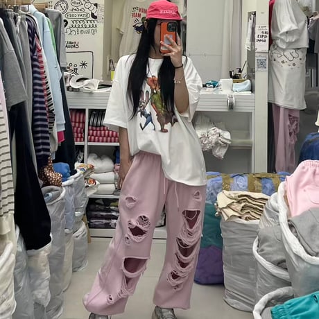 【即納販売】0687 damage sweat pants/3カラー⭐︎まいさん着用⭐︎３カラー