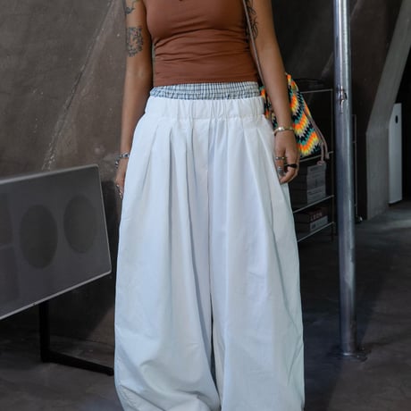 【即納販売】cotton nylon wide pants/ホワイトのみ