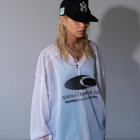 0814 Vネック mesh long sleeve/3カラー