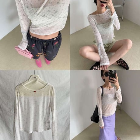 Mini Flower see-through tee/2カラー