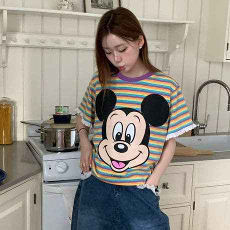 0876 big mickey border tee/3カラー
