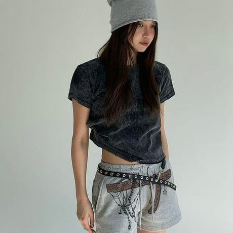 0765 belt paint風 short pants/4カラー
