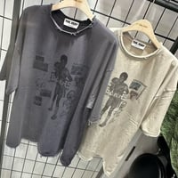 【即納】0766 damage garlic box pigment tee/チャコール