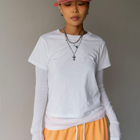 【即納販売】0669 color layered tee【半袖】/ブラックのみ