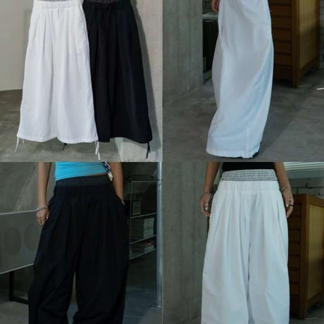 【即納販売】cotton nylon wide pants/ホワイトのみ